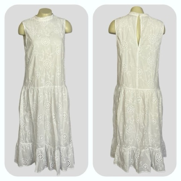 Sweet Rain Dresses & Skirts - White Sleeveless Eyelet maxi Dress Size Small